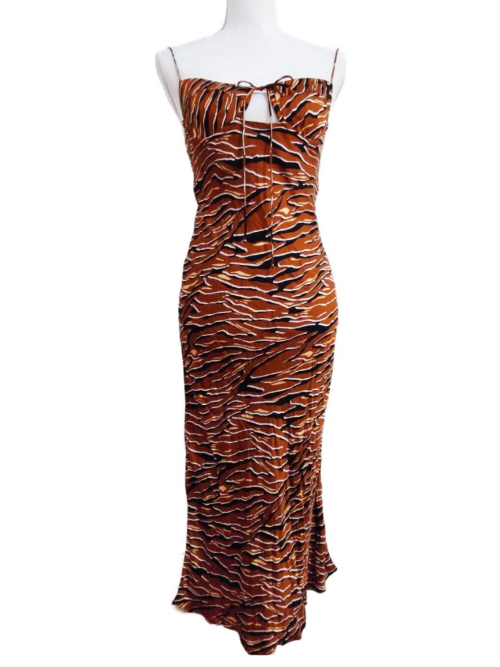Sun Becomes Her Corset Dress in Black & Brown Tiger Stripe